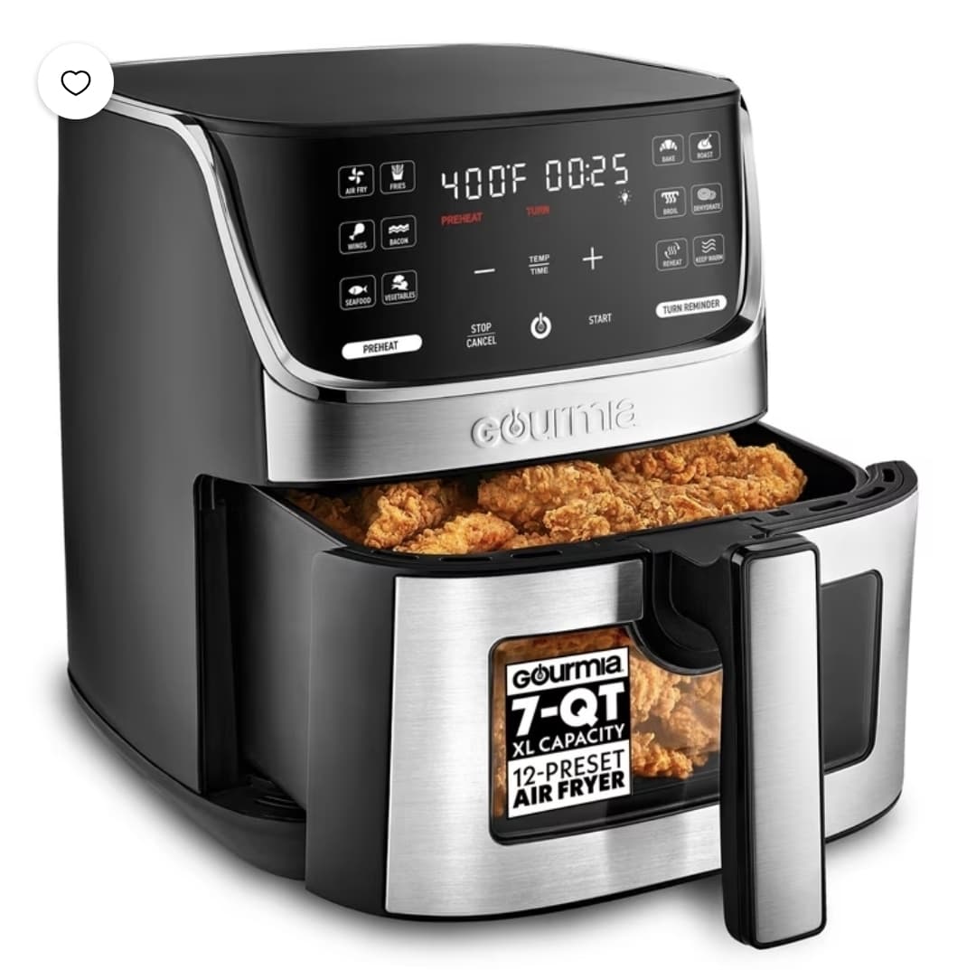 Walmart) Gourmia 7 QT Digital Air Fryer with Easy View Window, 12-One Touch Presets $28.66