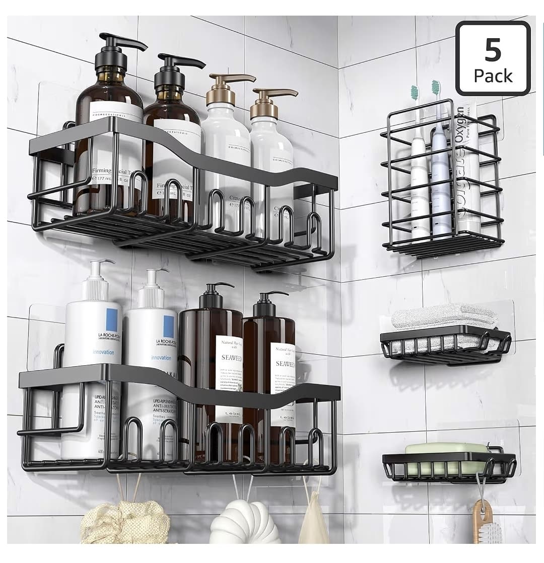 Amazon) Adhesive Shower Caddy, 5 Pack $9.99