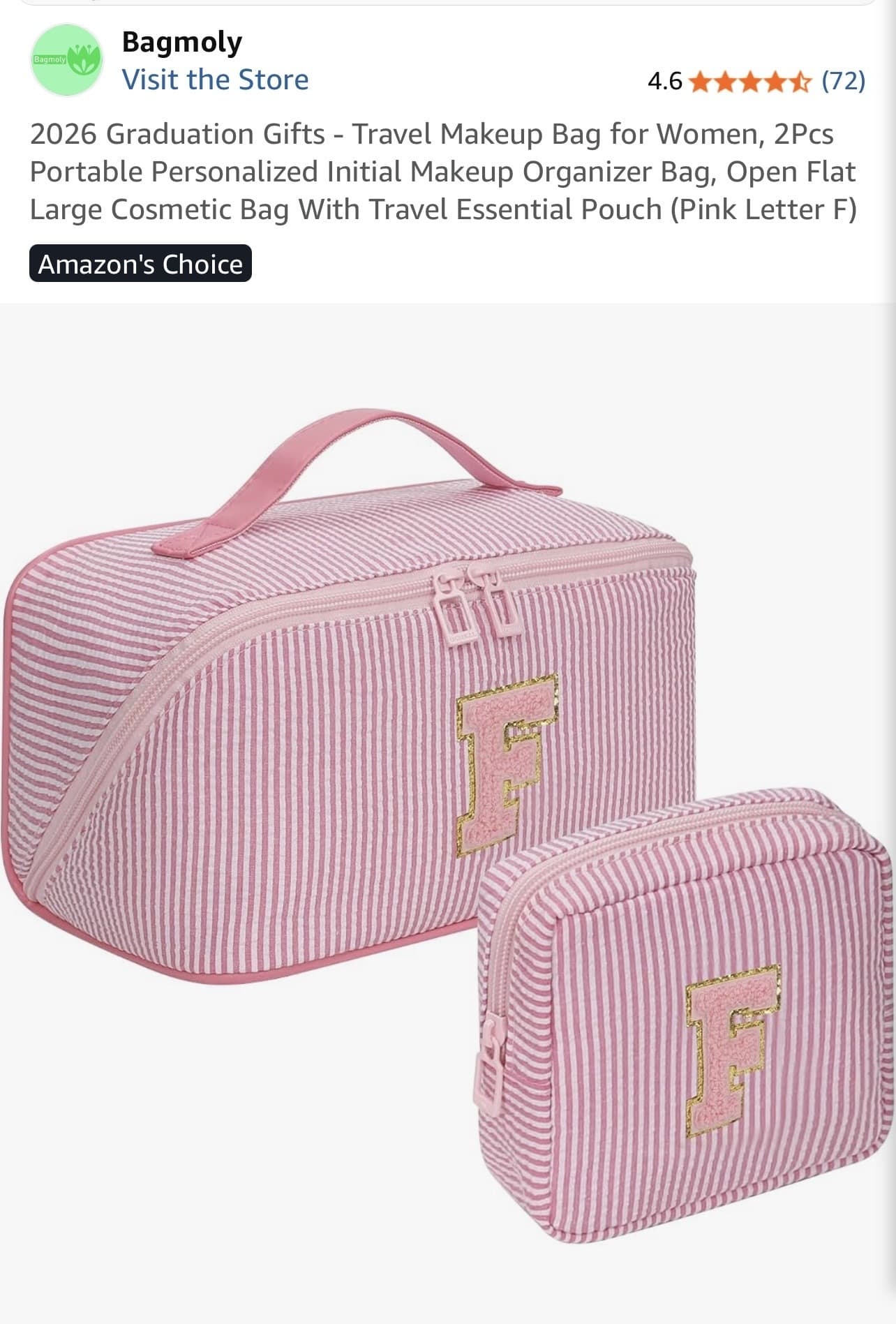 Amazon) Travel makeup bag 2 pcs $4.64