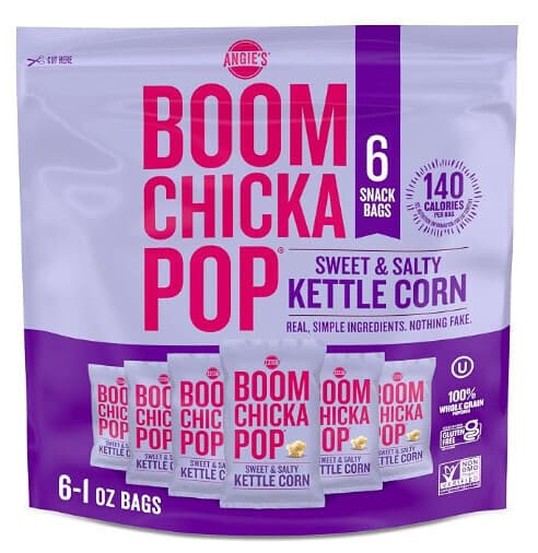 Amazon) BOOMCHICKAPOP Sweet & Salty Kettle Corn 맛있는 팝콘, 1 oz. Bags (6-ct) $3.14