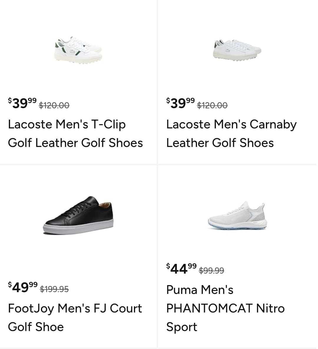 Woot) Lacoste Men's T-Clip Golf Leather Golf Shoes $39.95 등 골프 신발 옷 세일