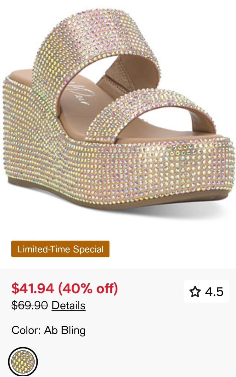 Macy's) 블링블링 웨지 샌들 $69.90->$41.94